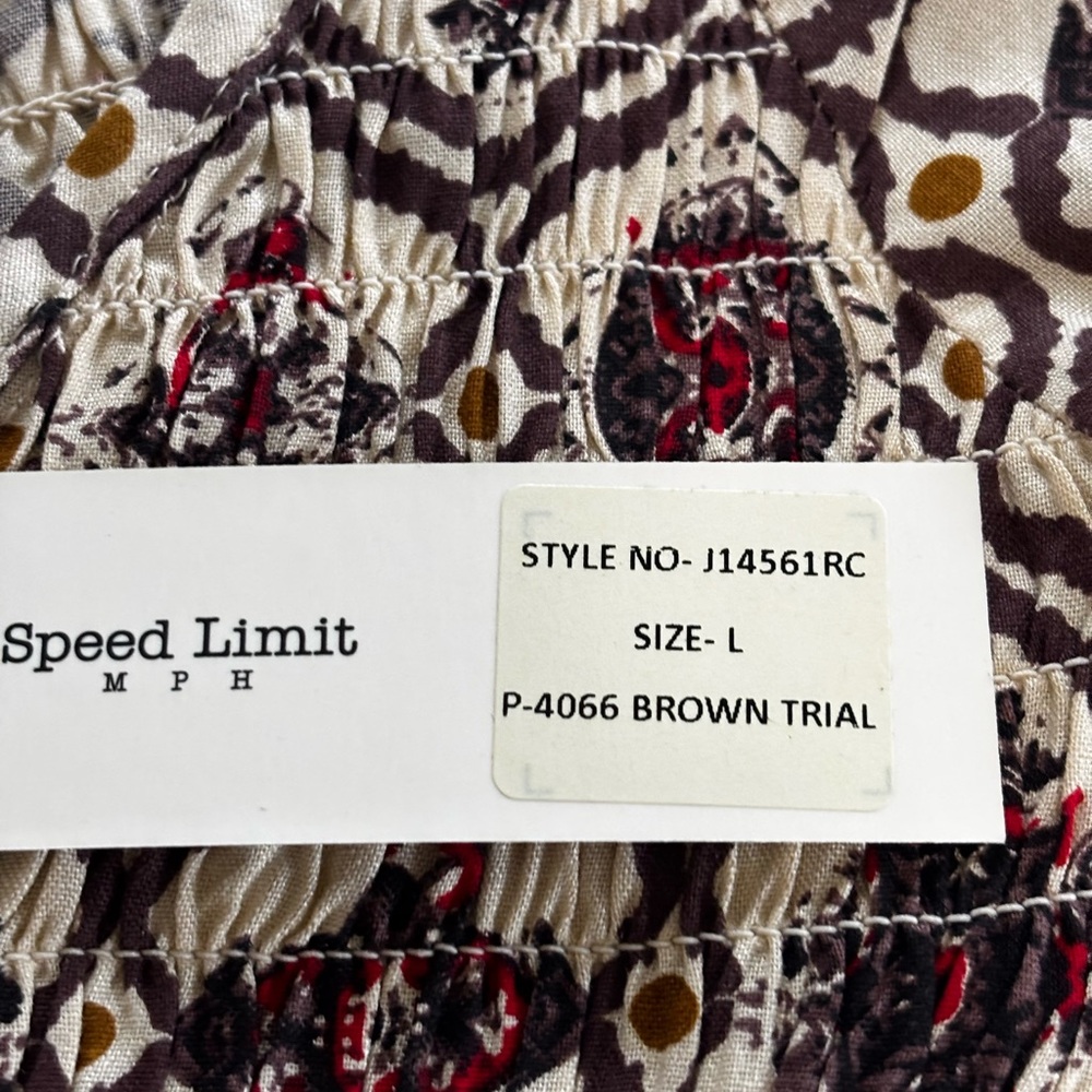 NWT Speed Limit MPH Brown Boho Smocked Peasant Dress L‎ - Picture 5 of 12